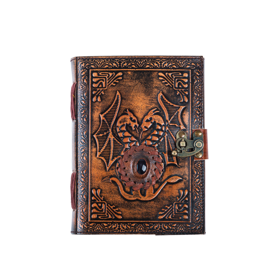 Leather Journal with Stone and Dragon