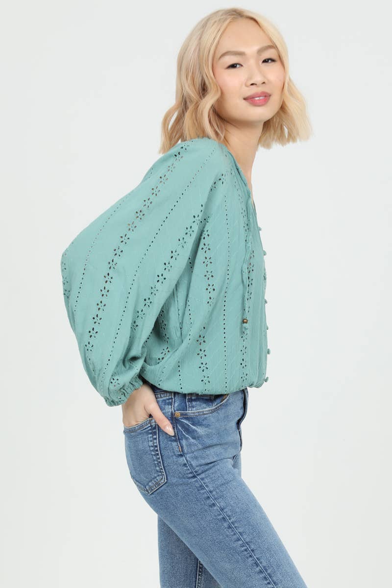 EYELET EMBROIDERED BLOUSE