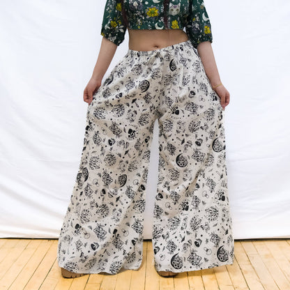 Flowy Mushroom/Celestial Wide Leg Cotton Pants