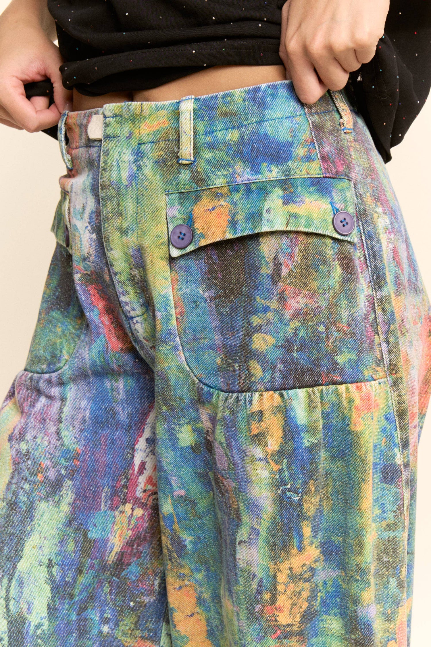 PRINTED DENIM PANT