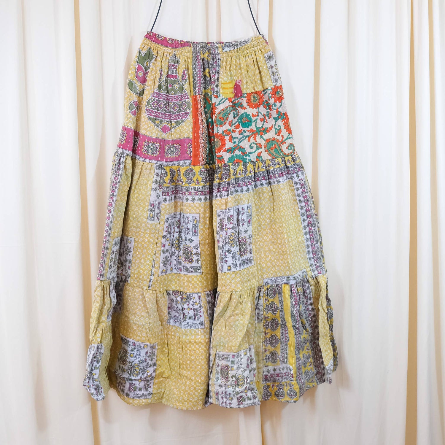 Kantha Boho Long Skirt with Pockets
