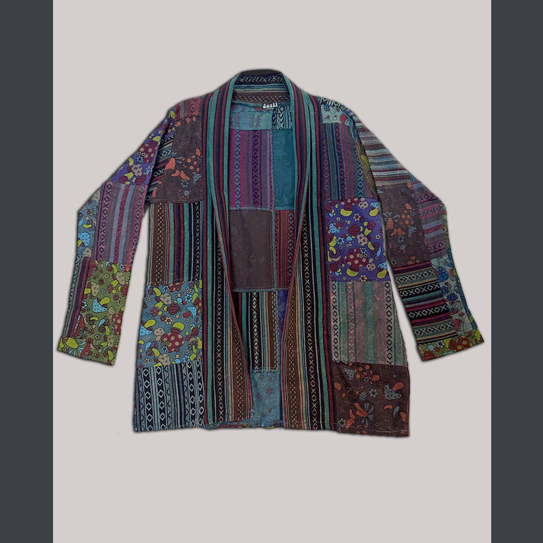 Mushroom Print Patchwork Kimono Jacket