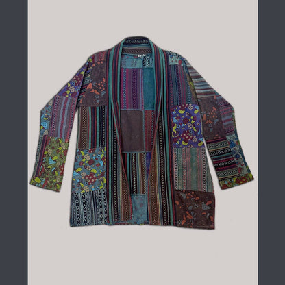 Mushroom Print Patchwork Kimono Jacket