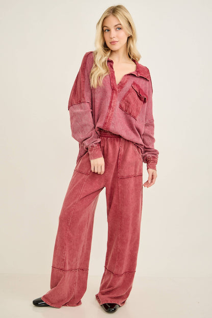 Mineral Wash V neck  Top