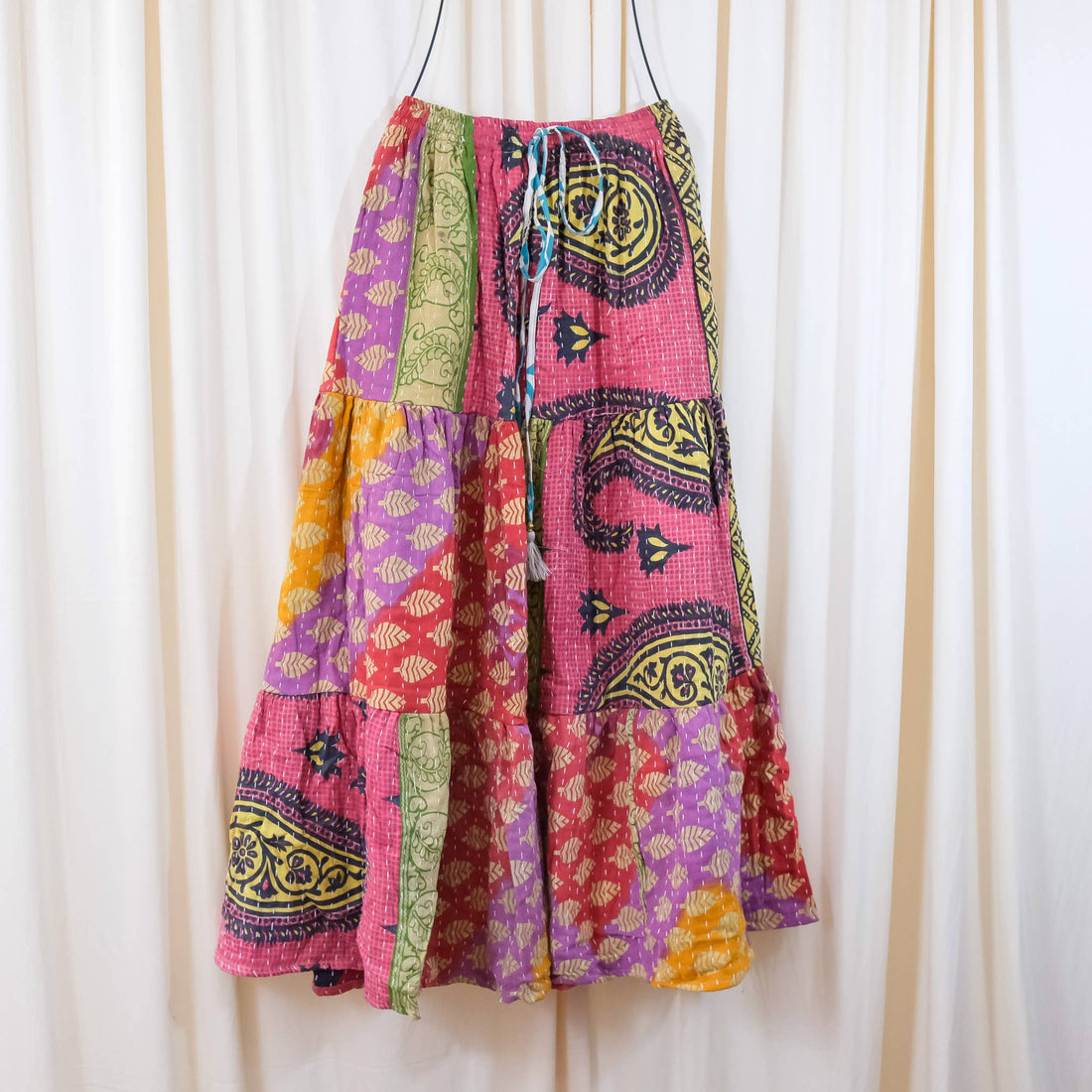 Kantha Boho Long Skirt with Pockets