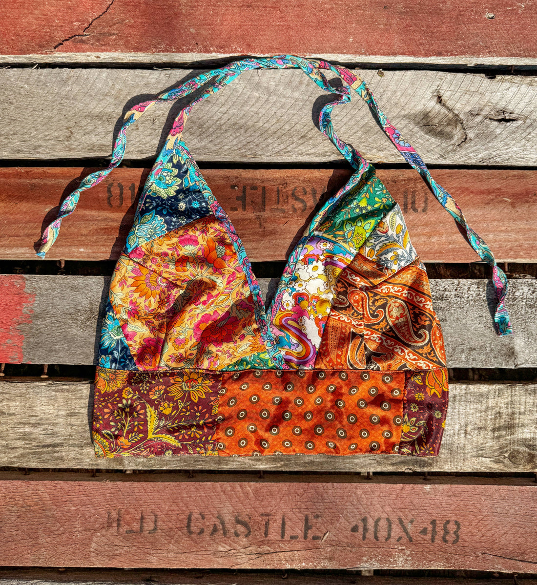 Beachy Boho Hippie Recycled Halter Top