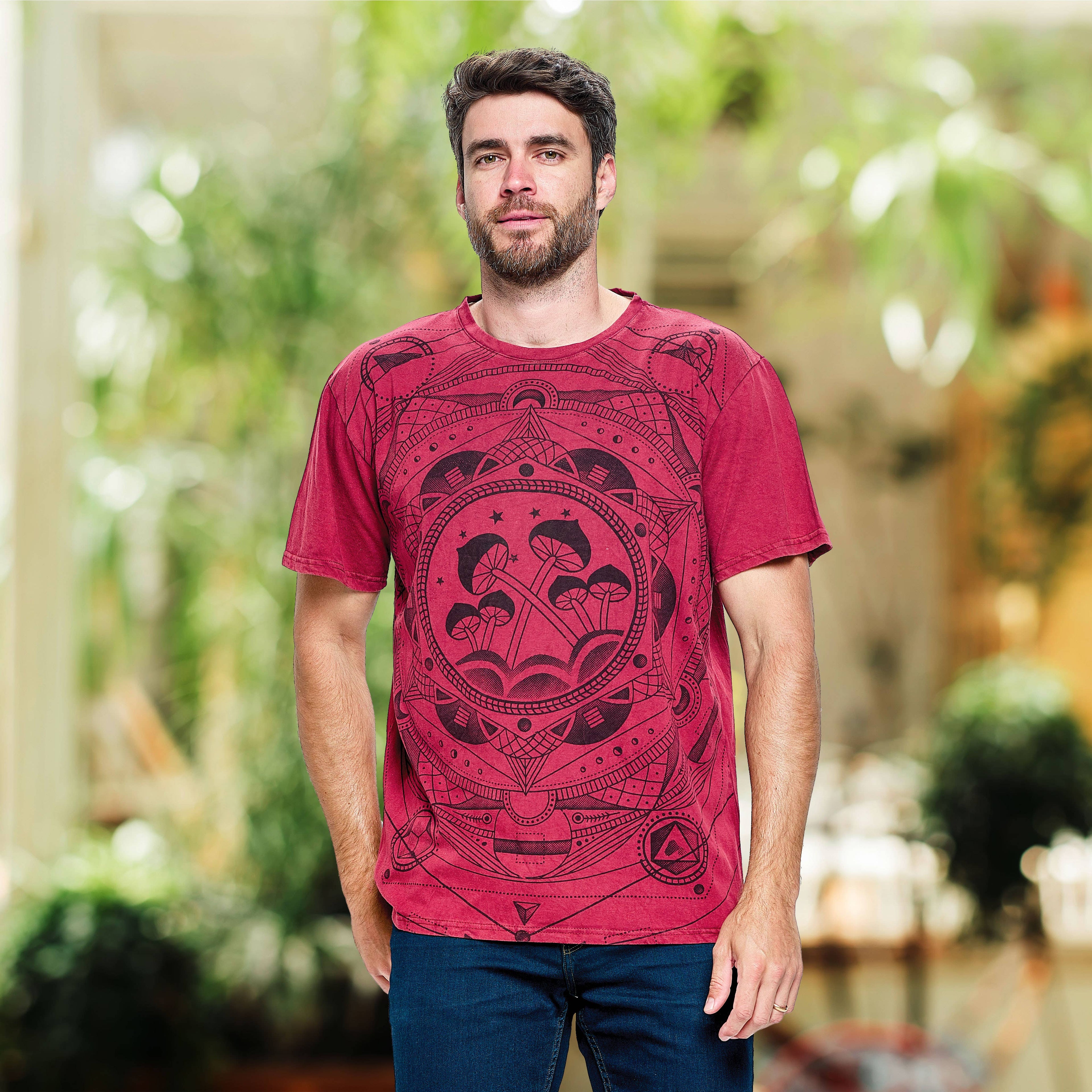Short Sleeve Sacred Geometry and Mushrooms T-Shirt