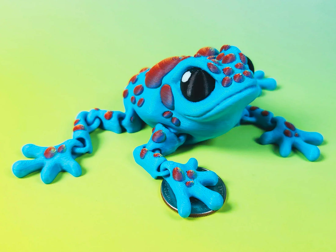 Medium Blue Dart Frog with Rainbow Spots