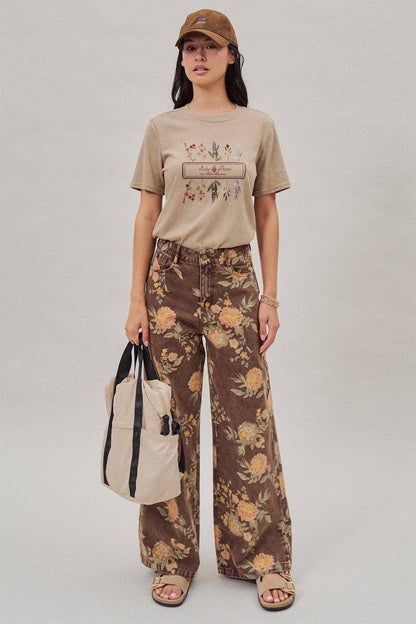 Vintage Botanical High-Rise Wide Leg Denim