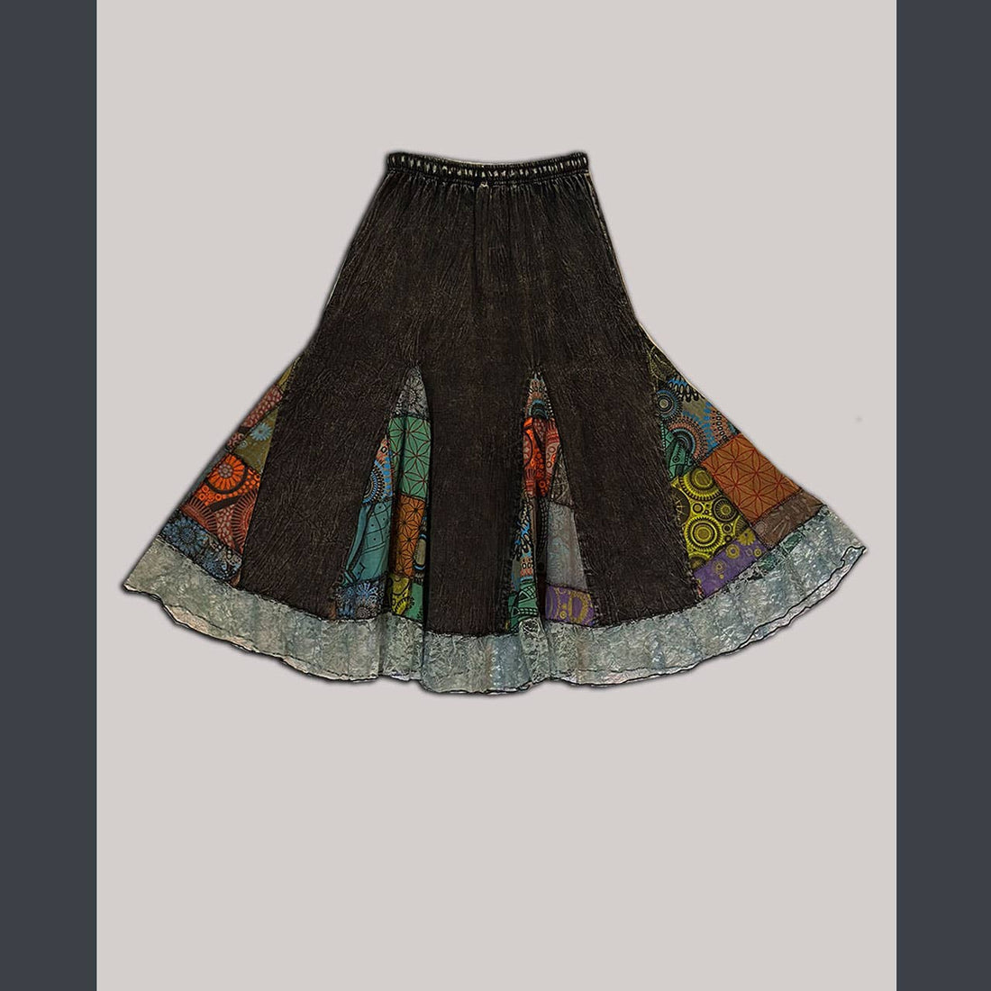 Cotton &amp; Patchwork Skirt with lace