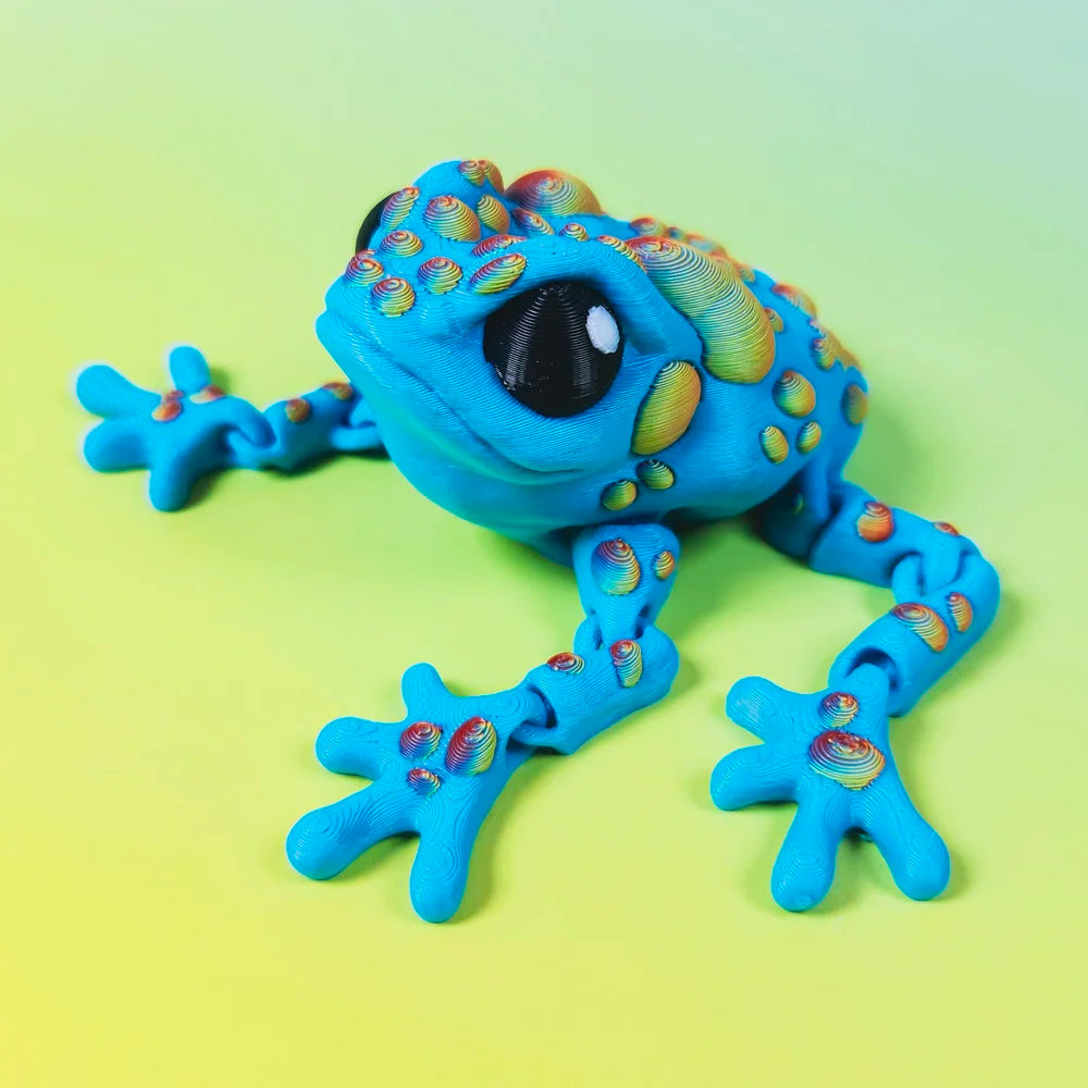 Medium Blue Dart Frog with Rainbow Spots