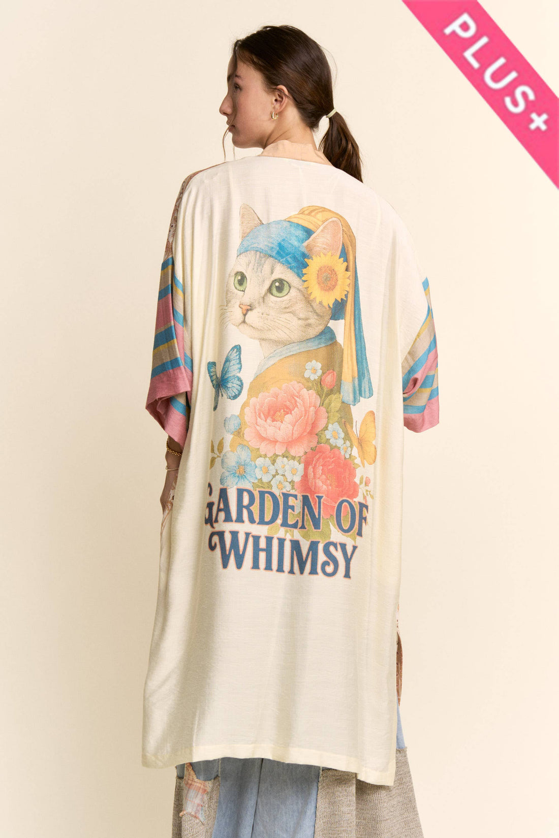 Whimsy Cat Printed Kimono