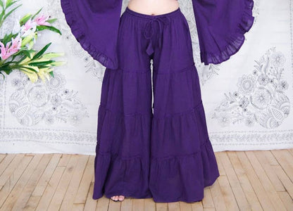 Cotton Flowy Boho Tiered Pant with Pockets