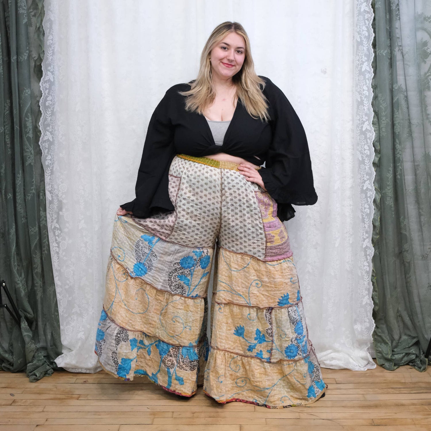 Kantha Tiered Reversible Pant with Pockets