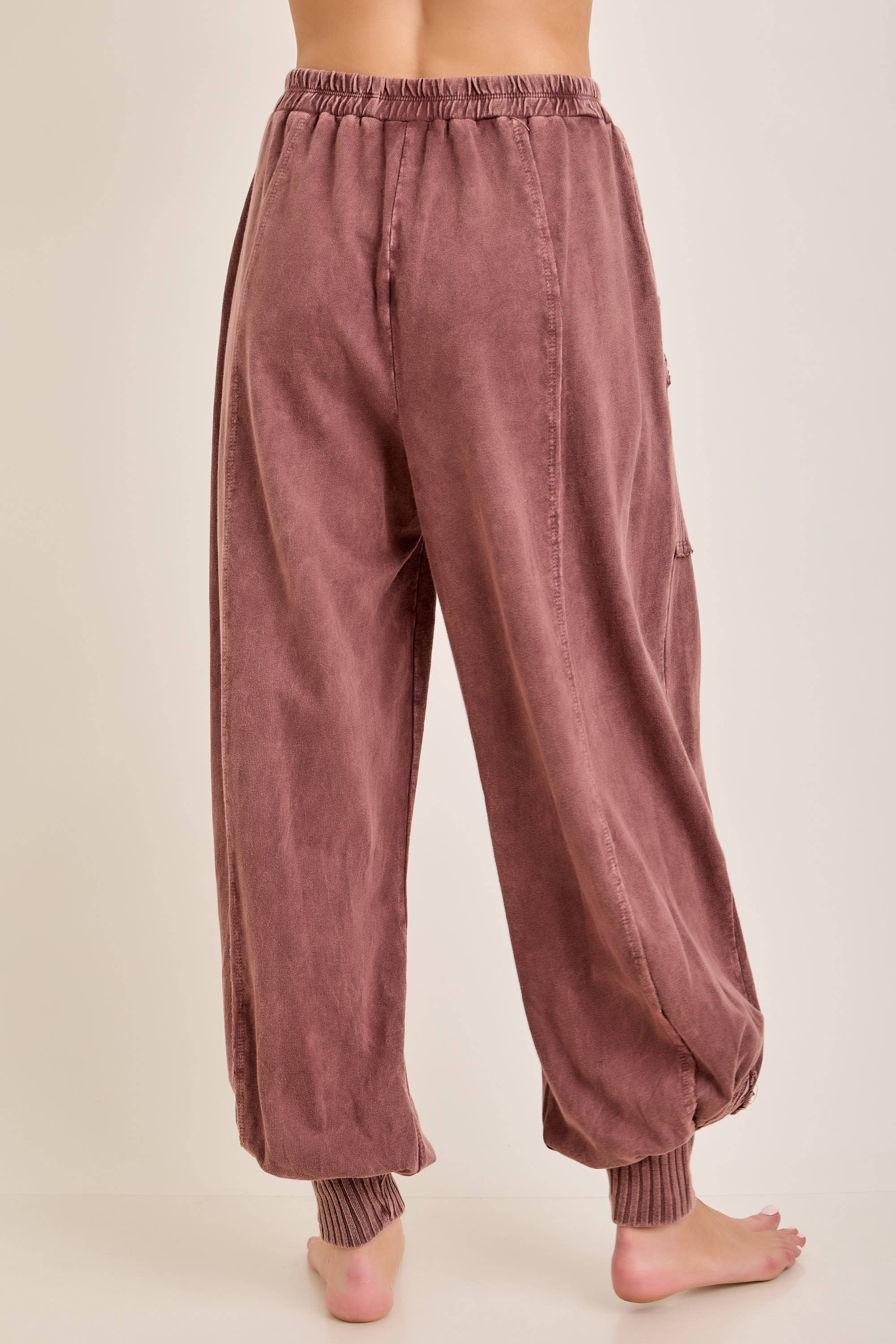 Zen Mineral Washed Ribbed Lounge Balloon Pants