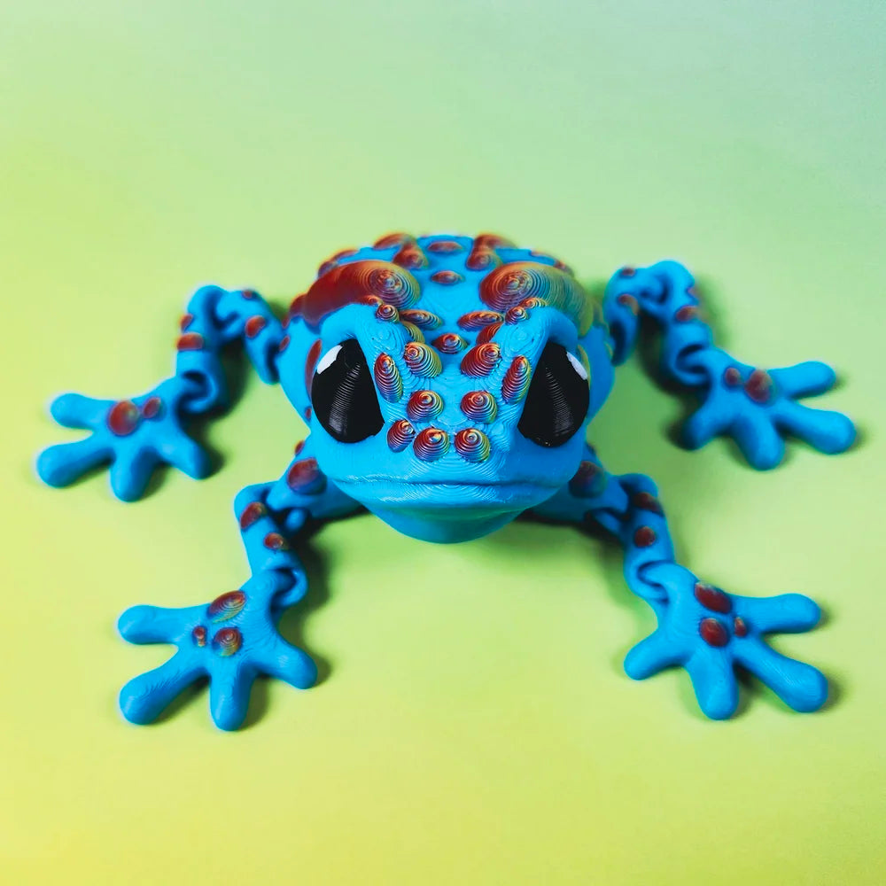 Medium Blue Dart Frog with Rainbow Spots
