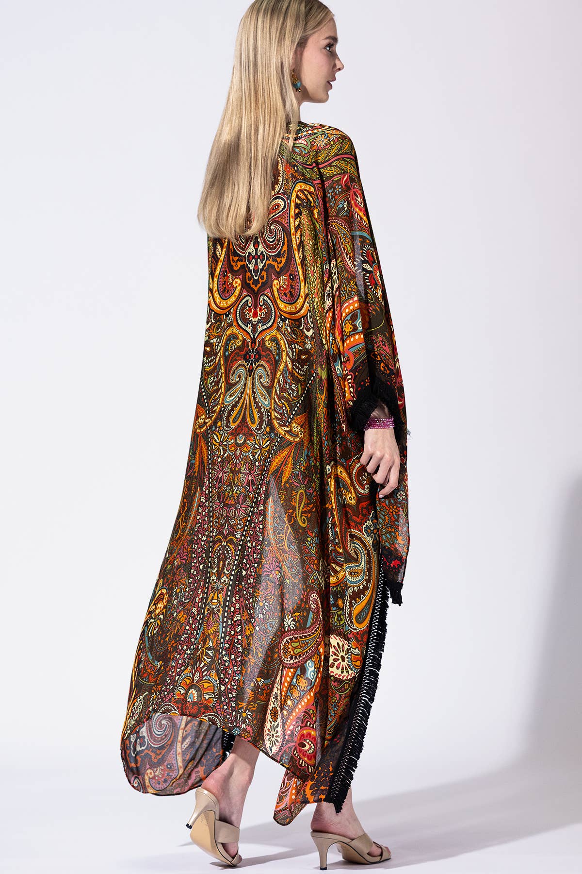Golden Ochre Duster Tassel Kimono: 24-Golden Ochre