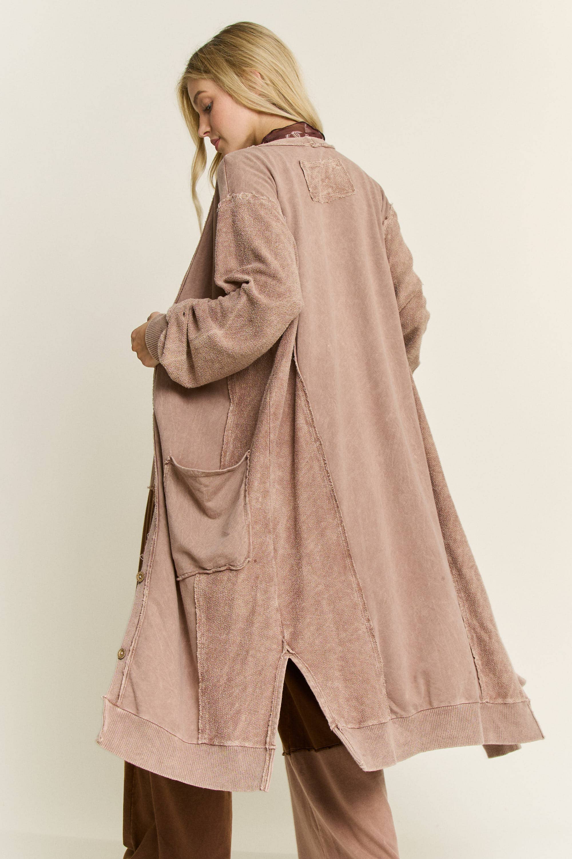 Mineral Wash Soft French Terry Oversized Cardigan