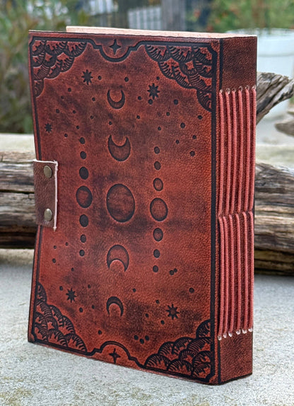 Moon Phase Leather Handmade Journal