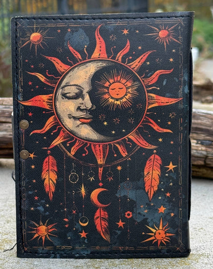 Leather Journal Celestial Sun Moon