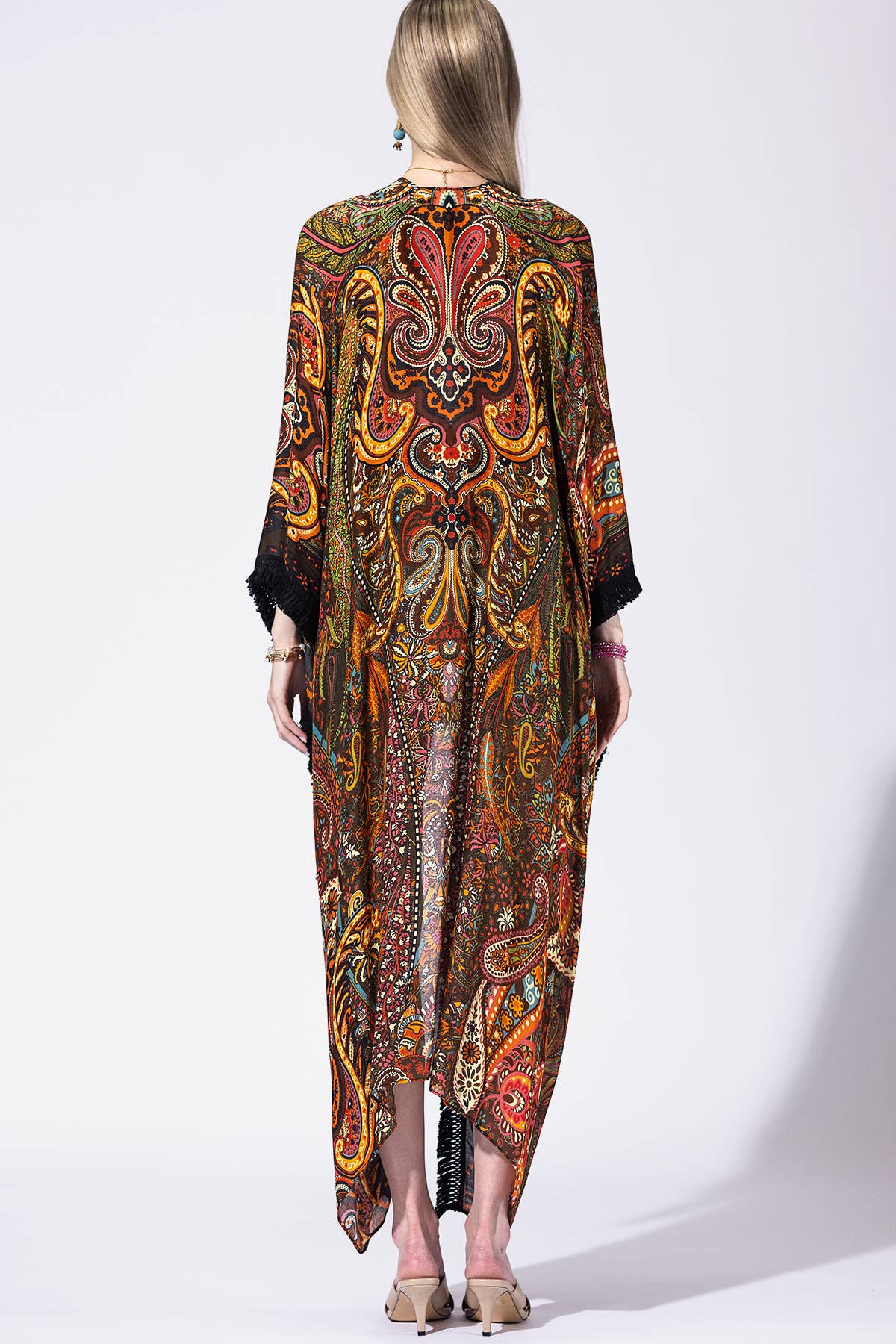 Golden Ochre Duster Tassel Kimono: 24-Golden Ochre