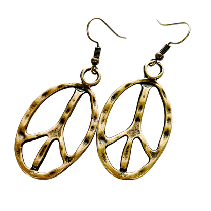 Peace Sign Earrings Oval