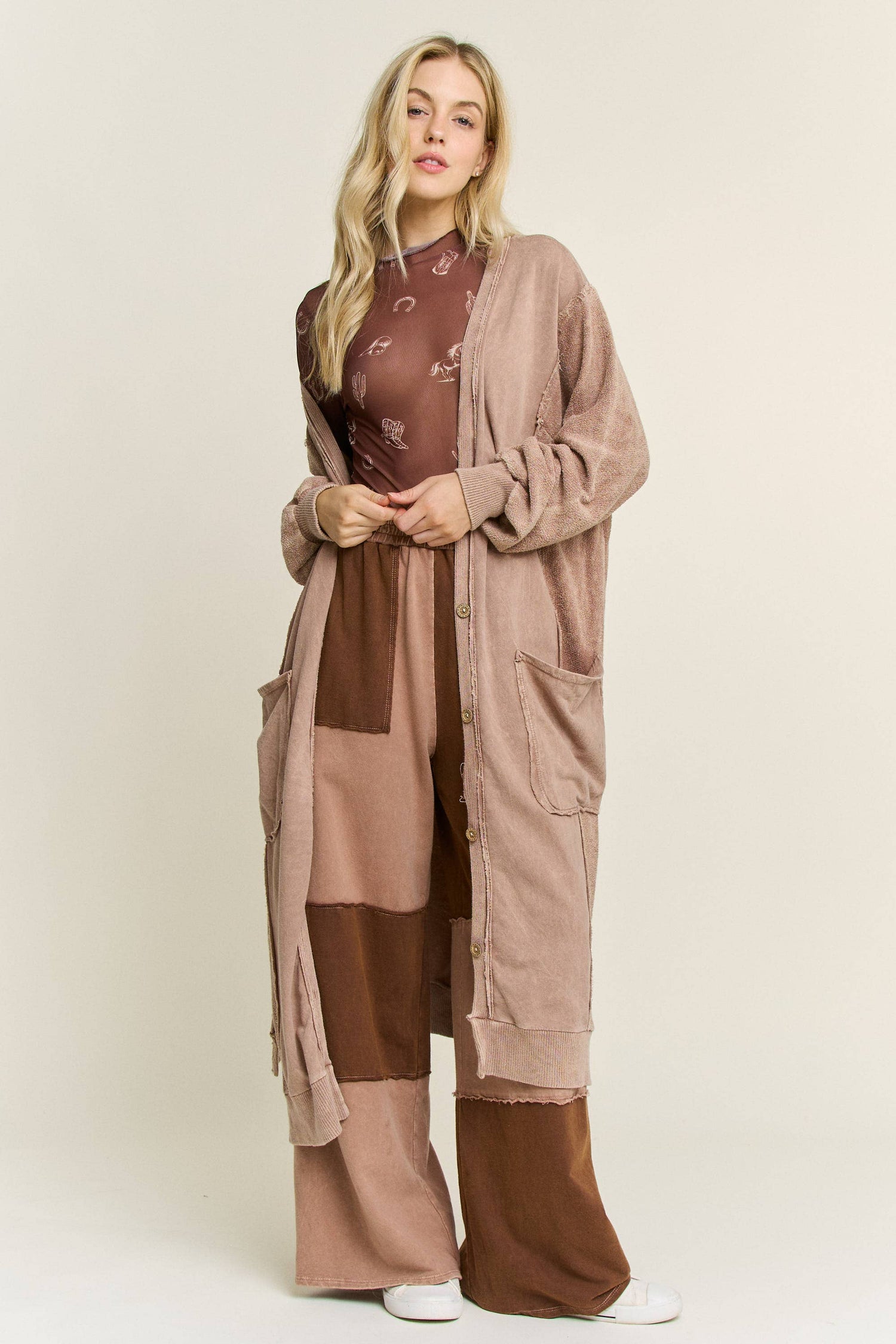 Mineral Wash Soft French Terry Oversized Cardigan