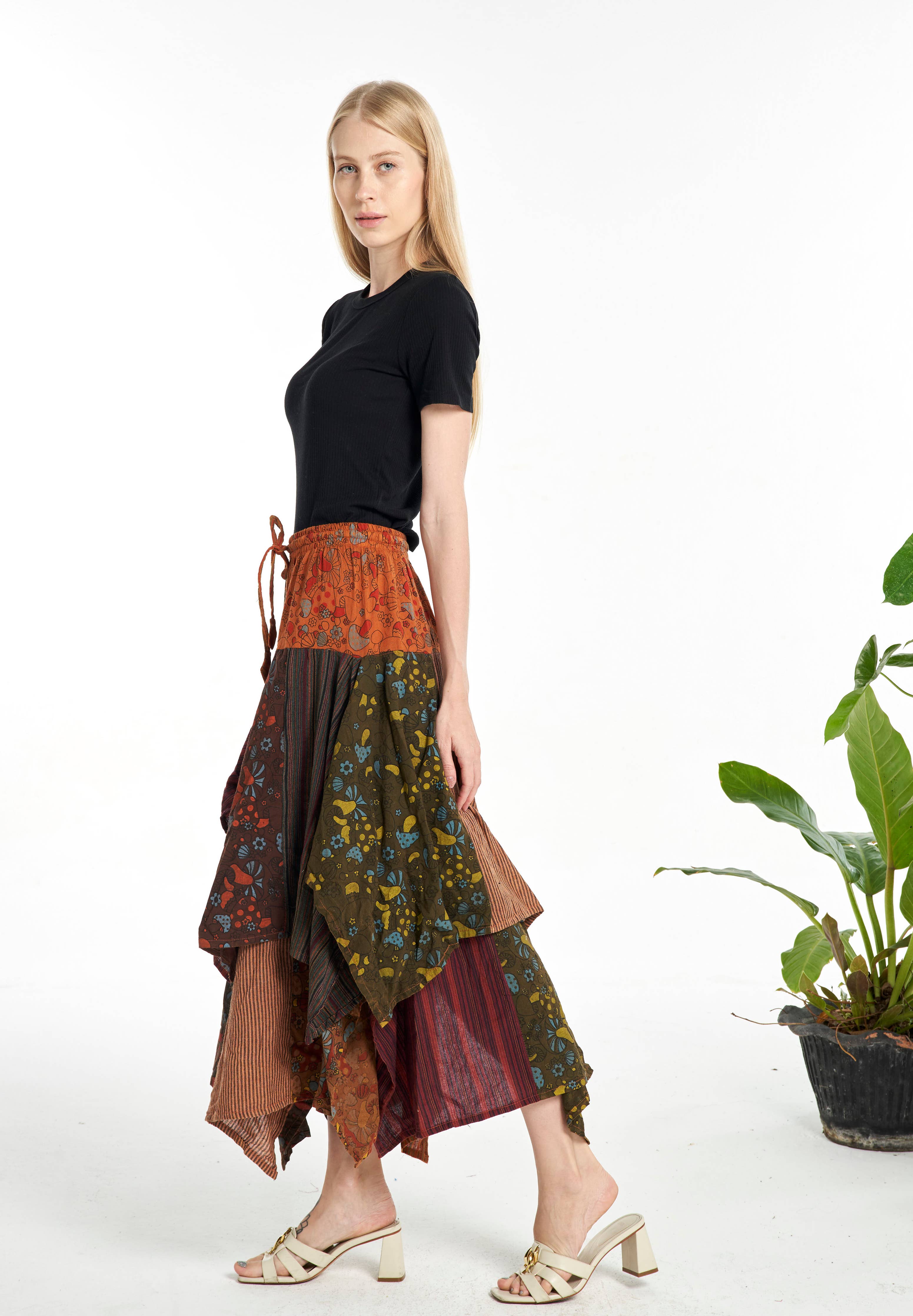 Mushroom Patchwork Pixie Skirt  Free Size