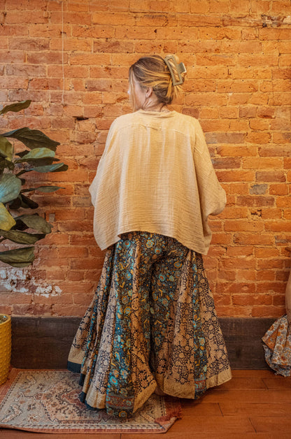 Hippie Boho Wide Leg Patchwork Pants