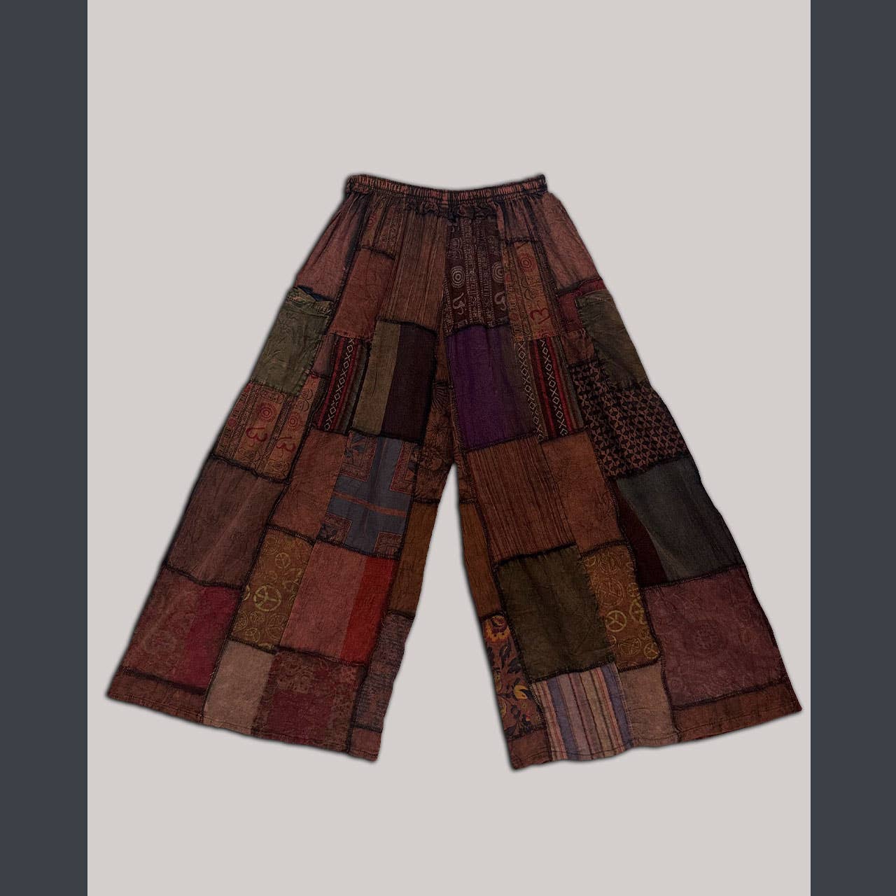Cotton Patchwork Super Wide Leg Pants 