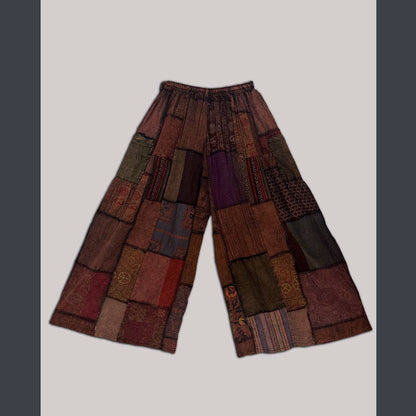 Cotton Patchwork Super Wide Leg Pants 