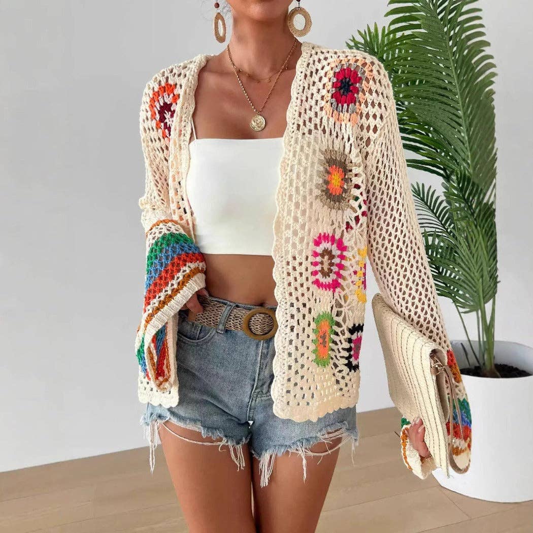 Crosa - Bohemian Rainbow Crochet Cardigan
