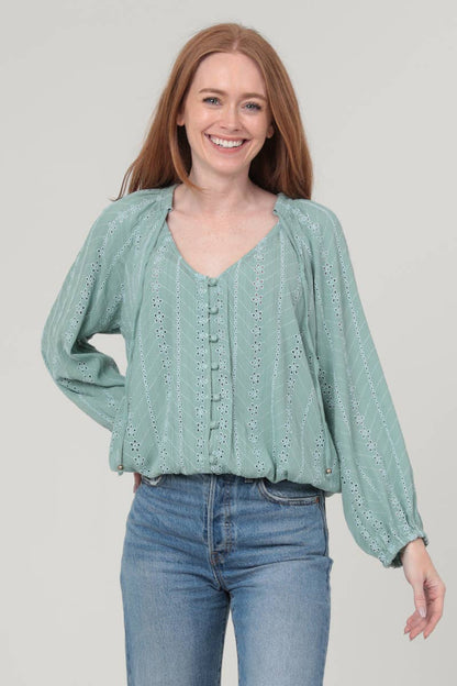 EYELET EMBROIDERED BLOUSE