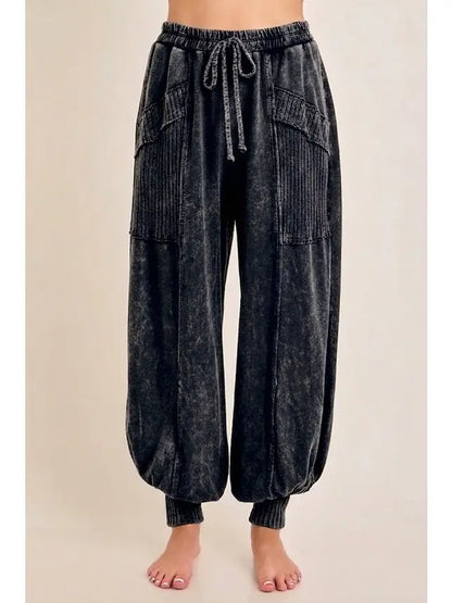 Zen Mineral Washed Ribbed Lounge Balloon Pants