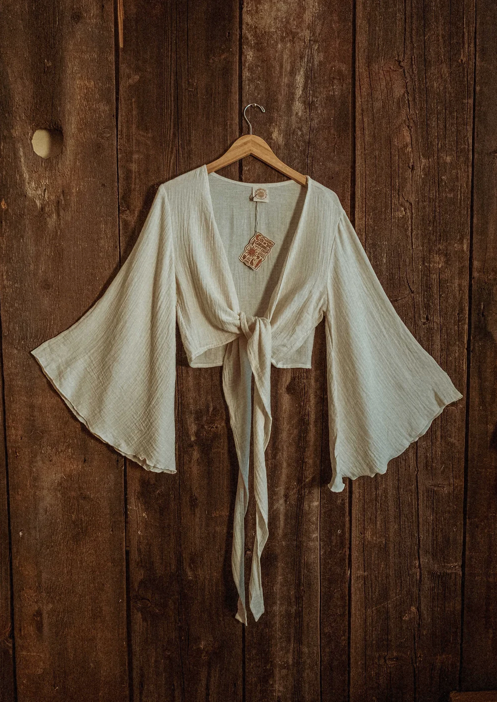 Organic Cotton Bamboo Bell Sleeve Wrap Yoga Top