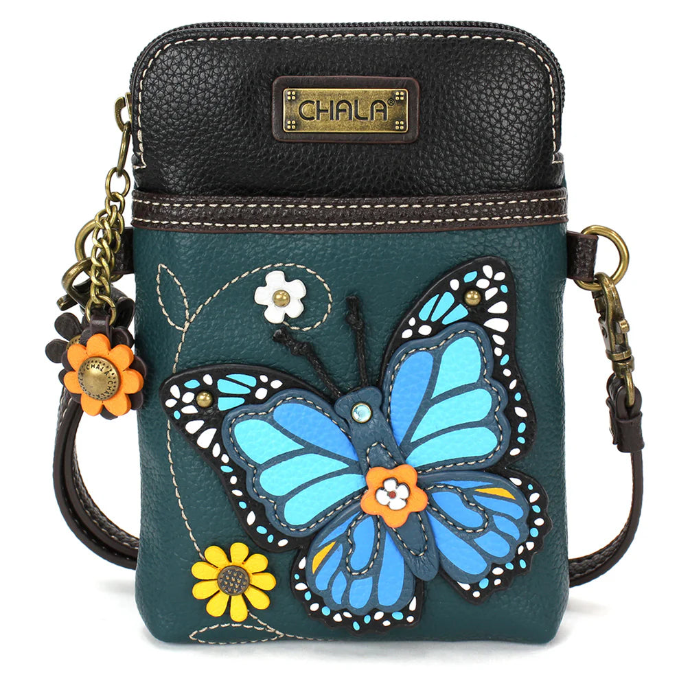 Cellphone Crossbody - Blue Butterfly