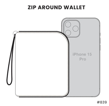 Zip Around Wallet - Blue Butterfly