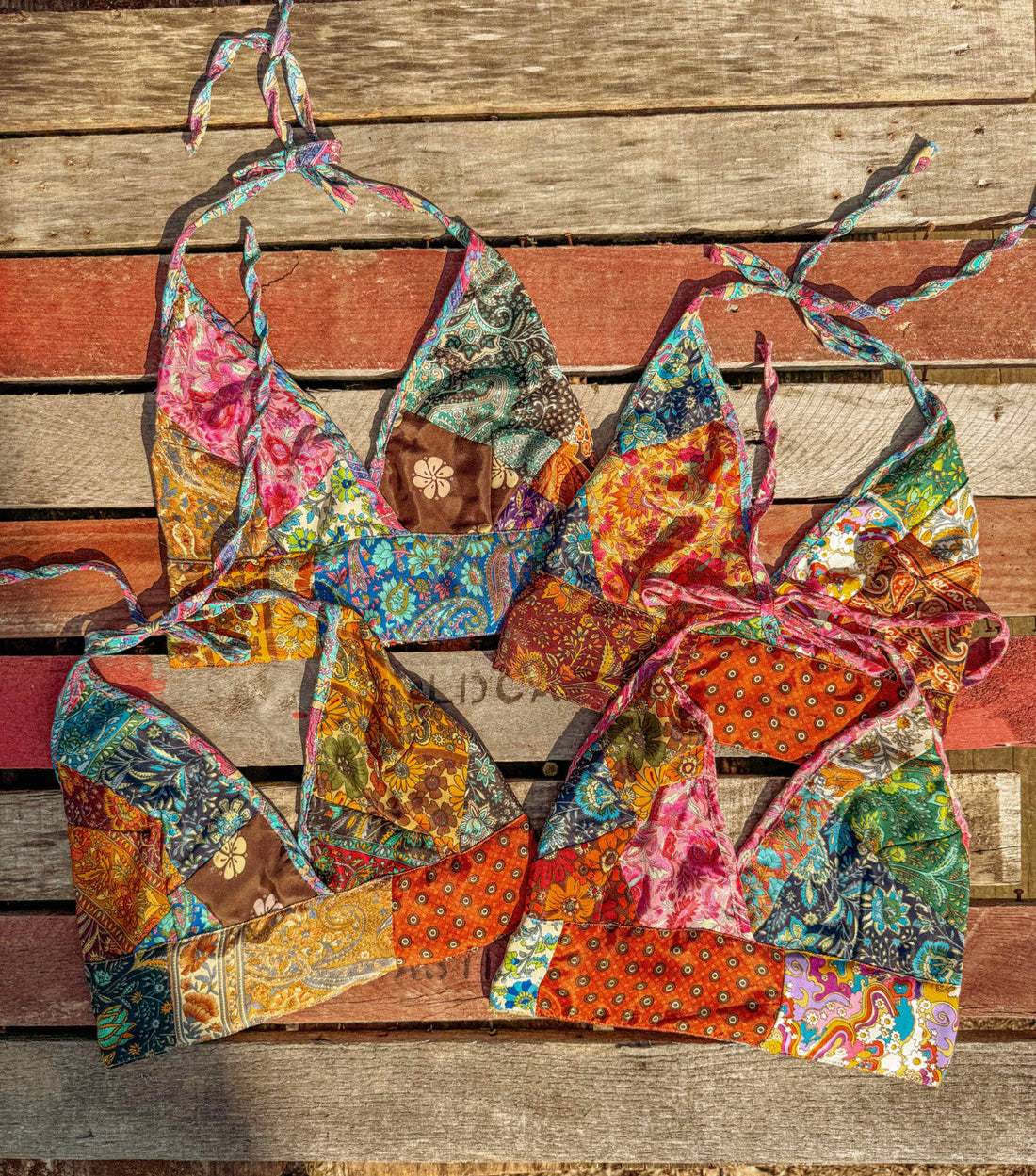 Beachy Boho Hippie Recycled Halter Top