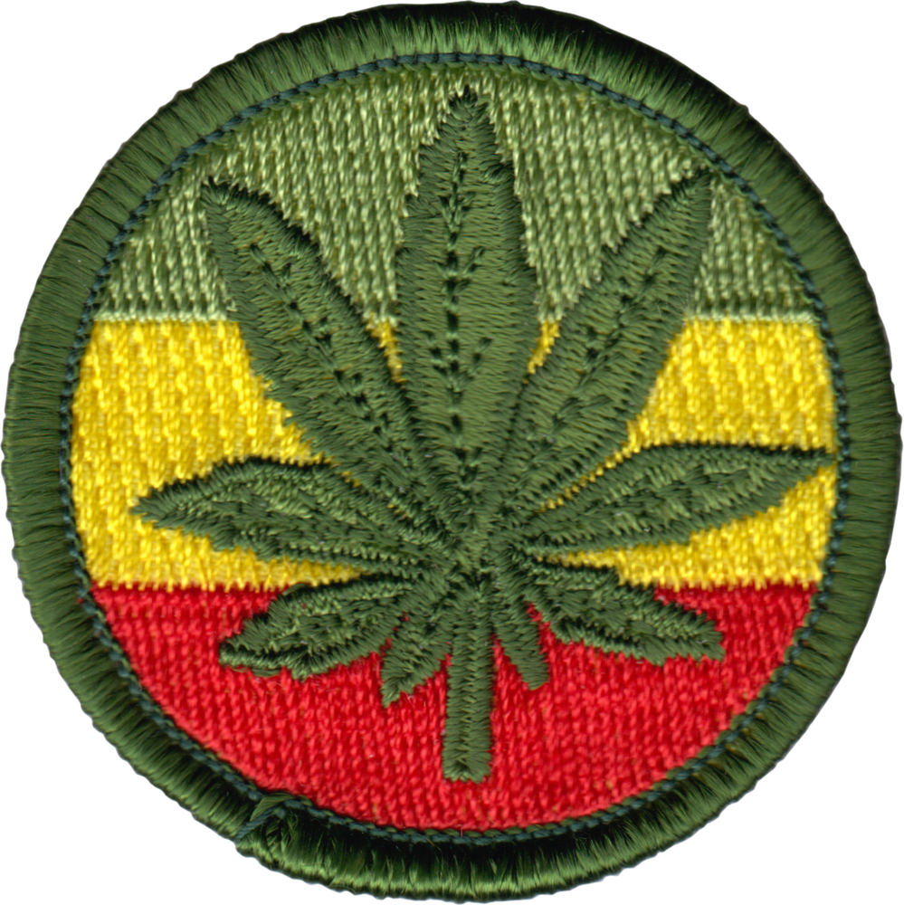 Patch - Pot Leaf - On Rastafari Colored Background