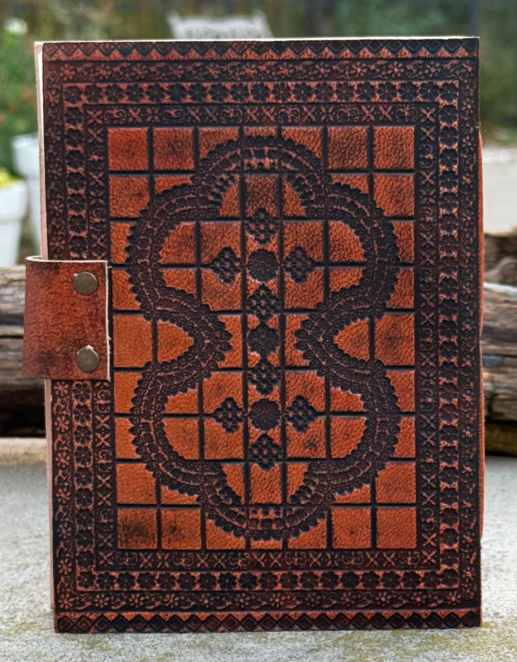 Leather Journal Embossed Triple Moon Goddess