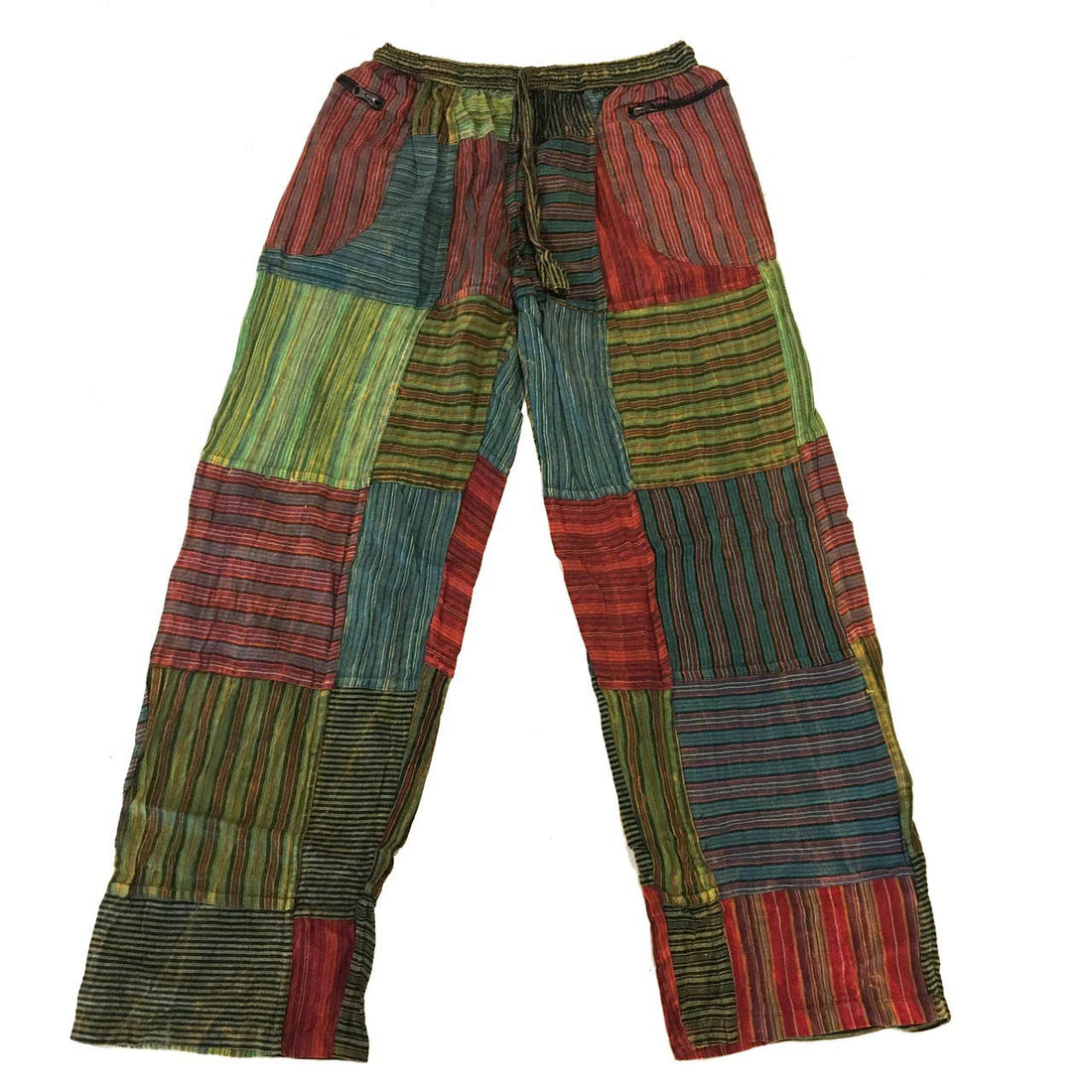 Striped Patchwork Zipper Pocket Pants
