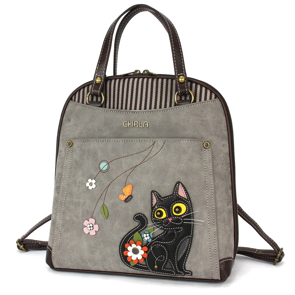Convertible Backpack Purse - Black Cat