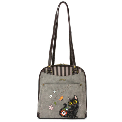 Convertible Backpack Purse - Black Cat