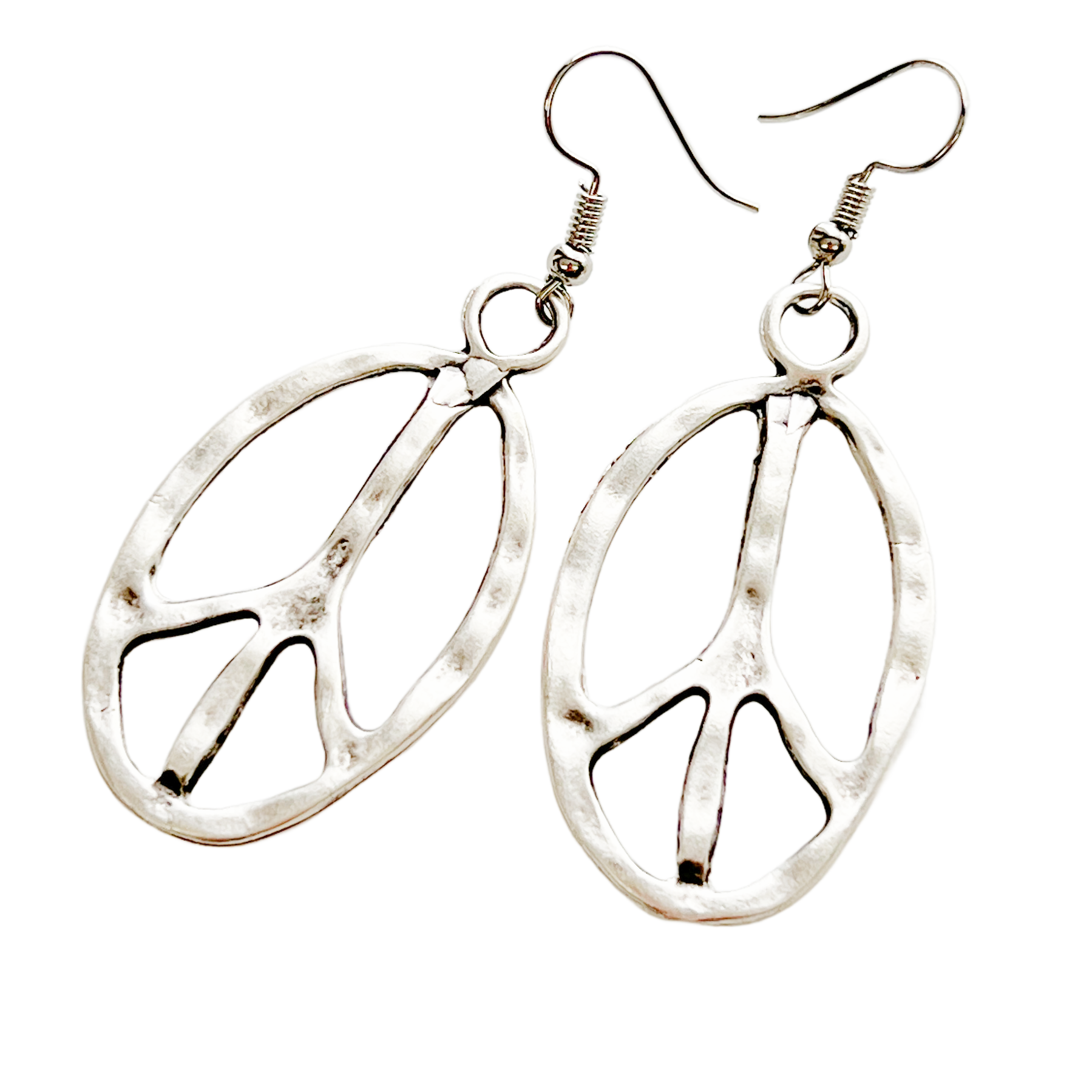 Peace Sign Earrings Oval