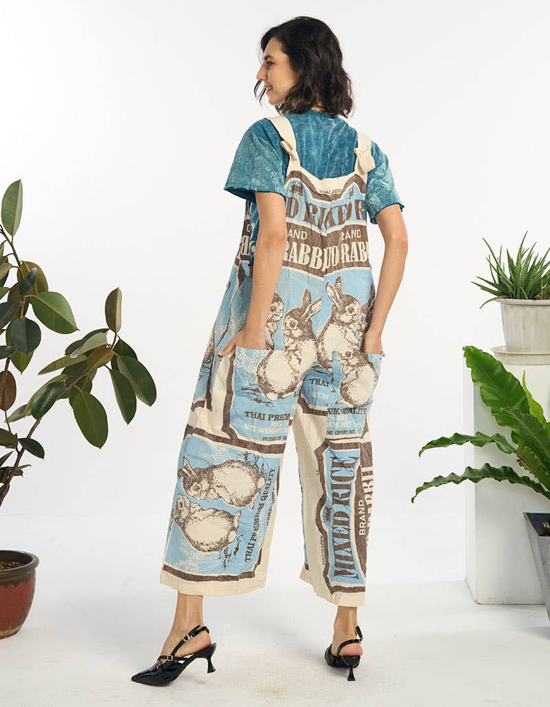 Rabbit Print Wide Leg Crop Jumpsuit