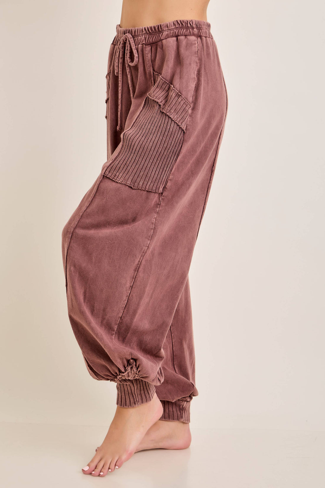 Zen Mineral Washed Ribbed Lounge Balloon Pants