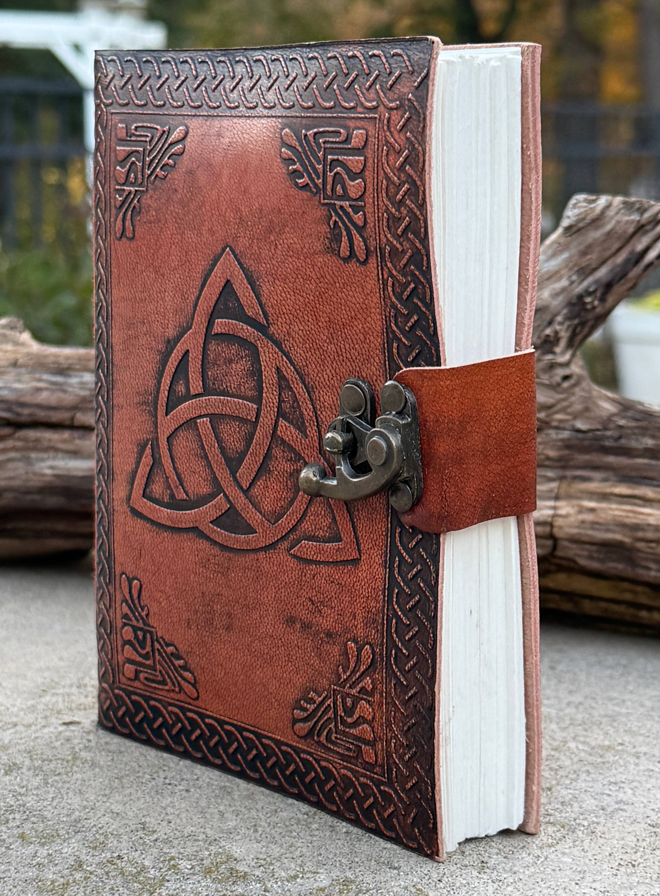 Leather Journal Embossed Triple Moon Goddess