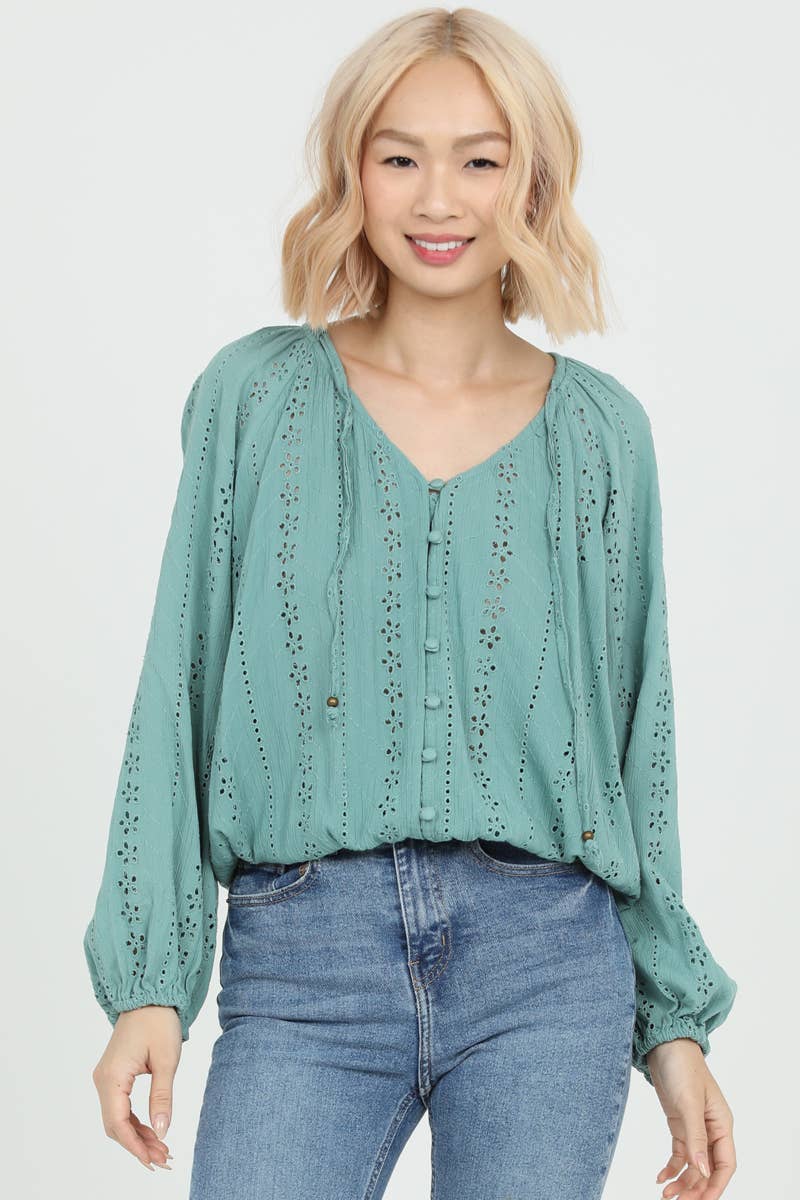 EYELET EMBROIDERED BLOUSE