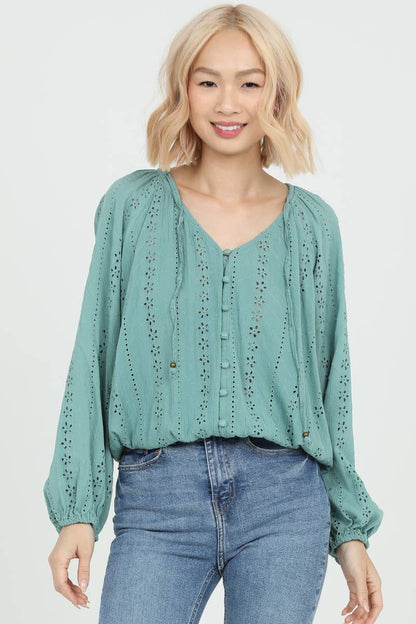 EYELET EMBROIDERED BLOUSE