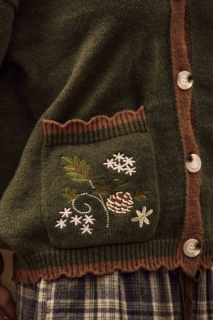 Soft Knit Cardigan: FOREST GREEN / L
